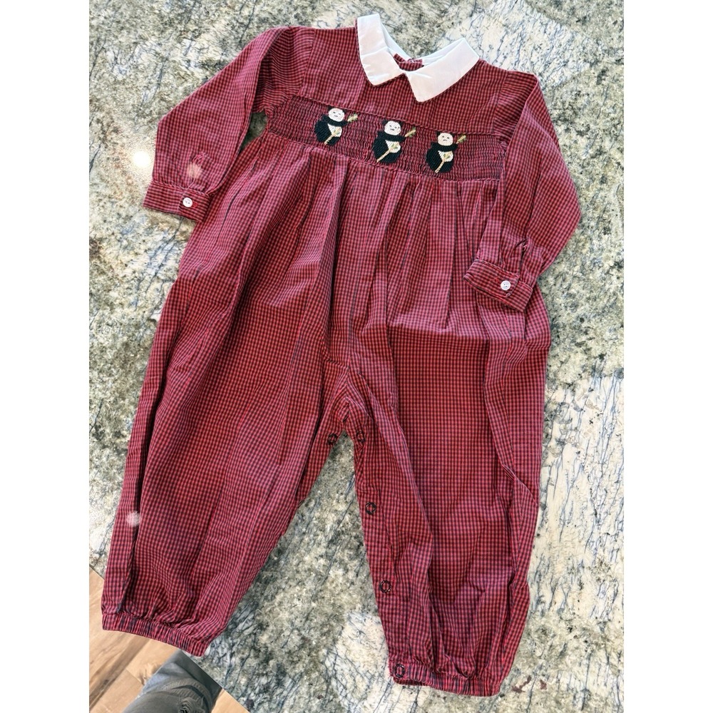 Vintage Kesa Infant Panda Bear Smocked Romper sz 18 Months